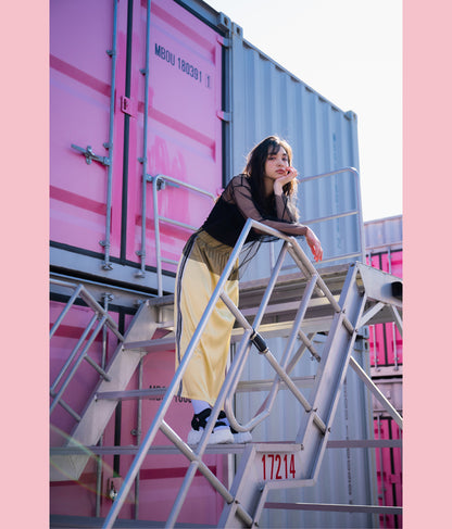 光沢 サテン ライン スカート 791-9160