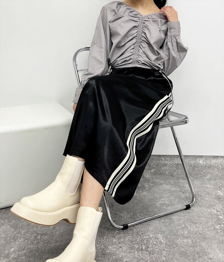 光沢 サテン ライン スカート 791-9160