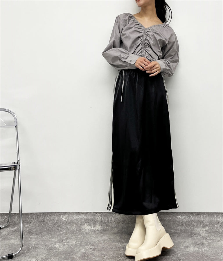 光沢 サテン ライン スカート 791-9160