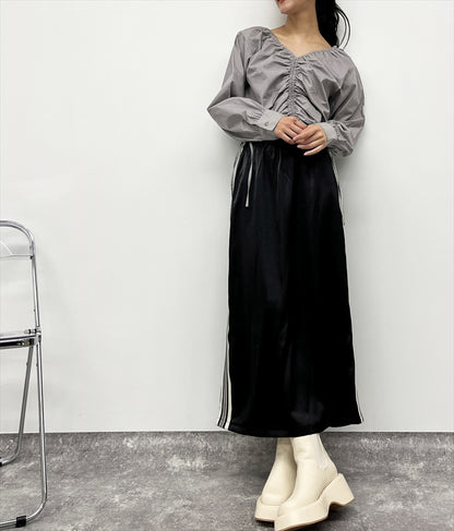 光沢 サテン ライン スカート 791-9160