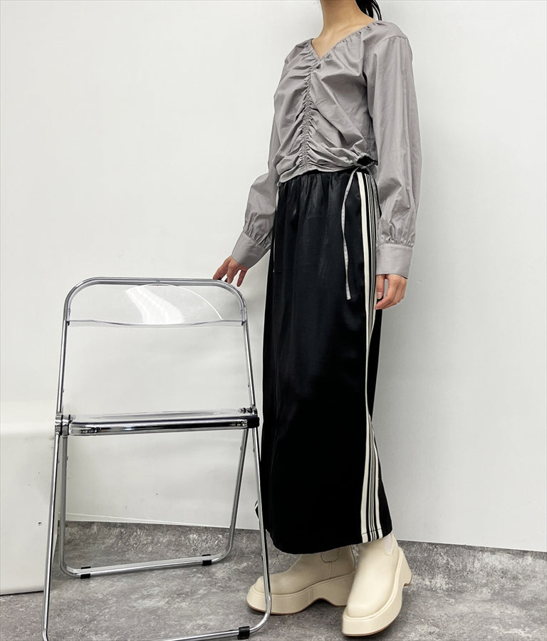 光沢 サテン ライン スカート 791-9160