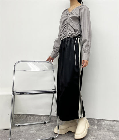 光沢 サテン ライン スカート 791-9160