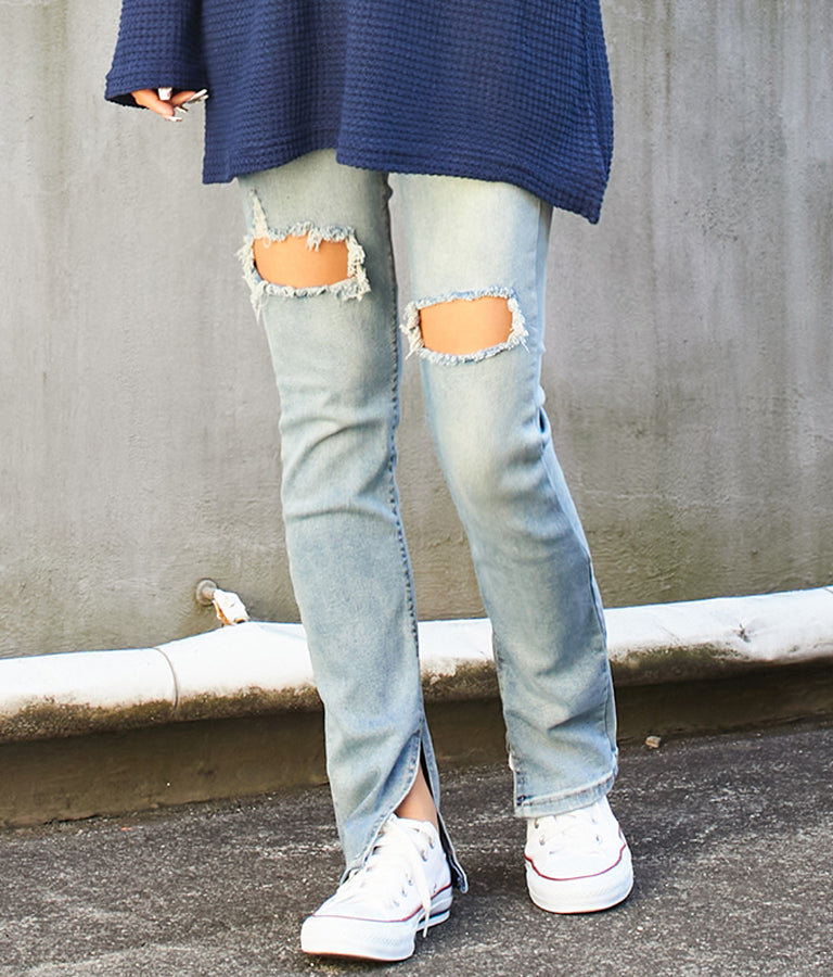 ハードクラッシュ インスリット ストレッチ デニム パンツ 812-6790