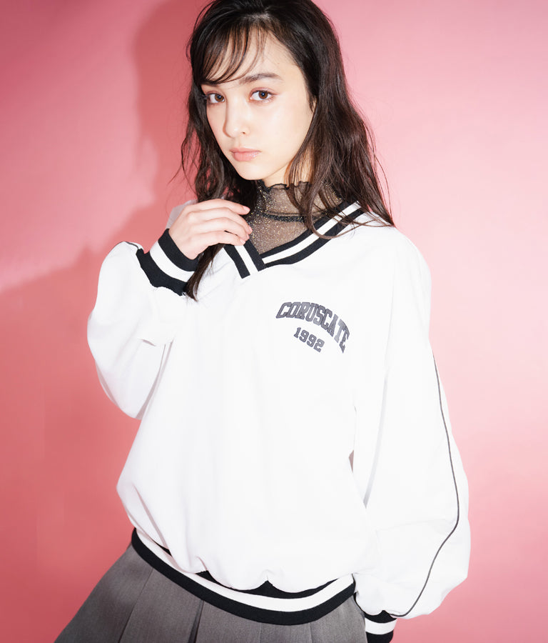 Vネック ライン リブ プルオーバー 793-9144