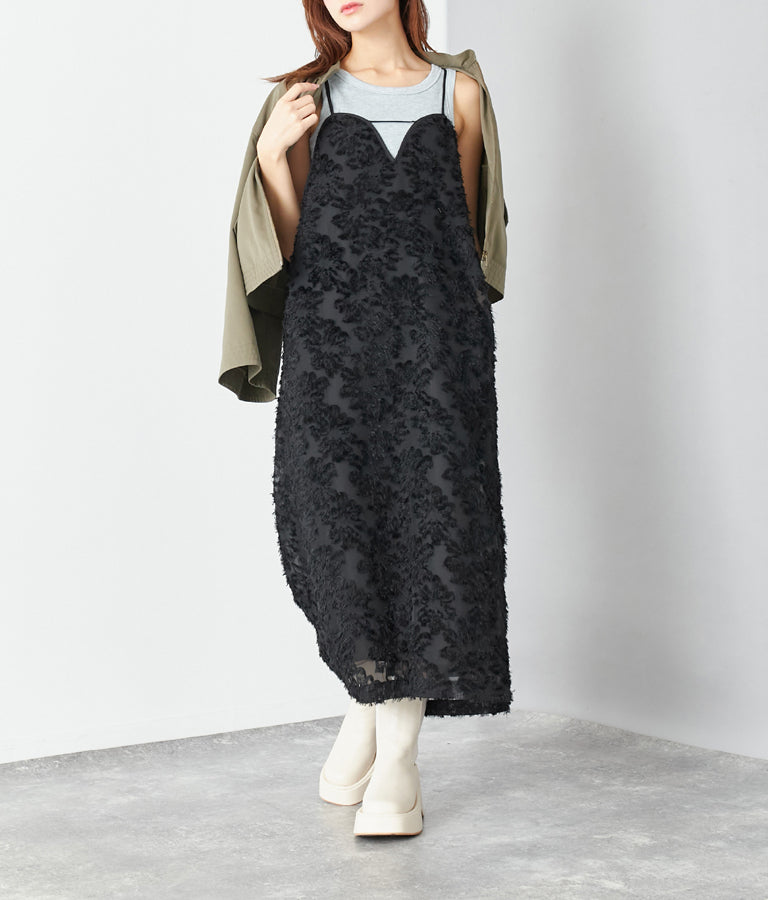 フラワー ジャガード キャミ ワンピース 527-6811