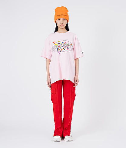 カラー フラッグ プリント ロゴ Tシャツ 【ユニセックス】 30-3027