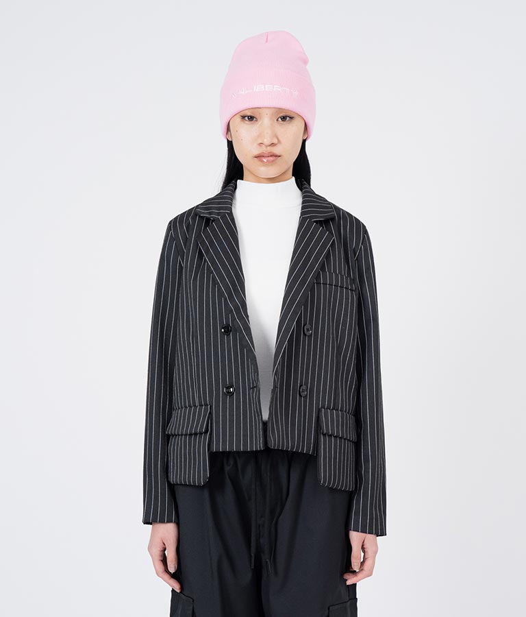 ピンストライプ クロップド ジャケット 30-4091