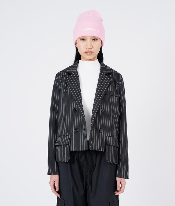 ピンストライプ クロップド ジャケット 30-4091