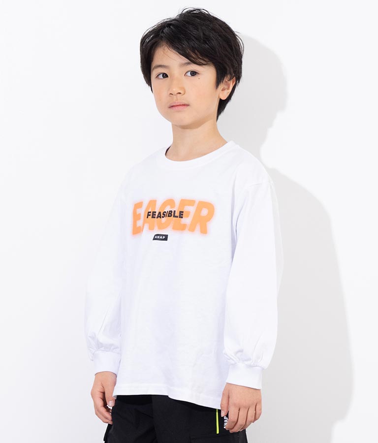 スプレーロゴ プリント ビッグ ロンT 長袖 Tシャツ 423-3215