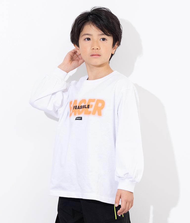 スプレーロゴ プリント ビッグ ロンT 長袖 Tシャツ 423-3215