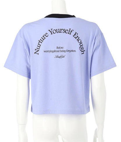 クロップド 前ジップ 刺繍 Tシャツ 913-7363