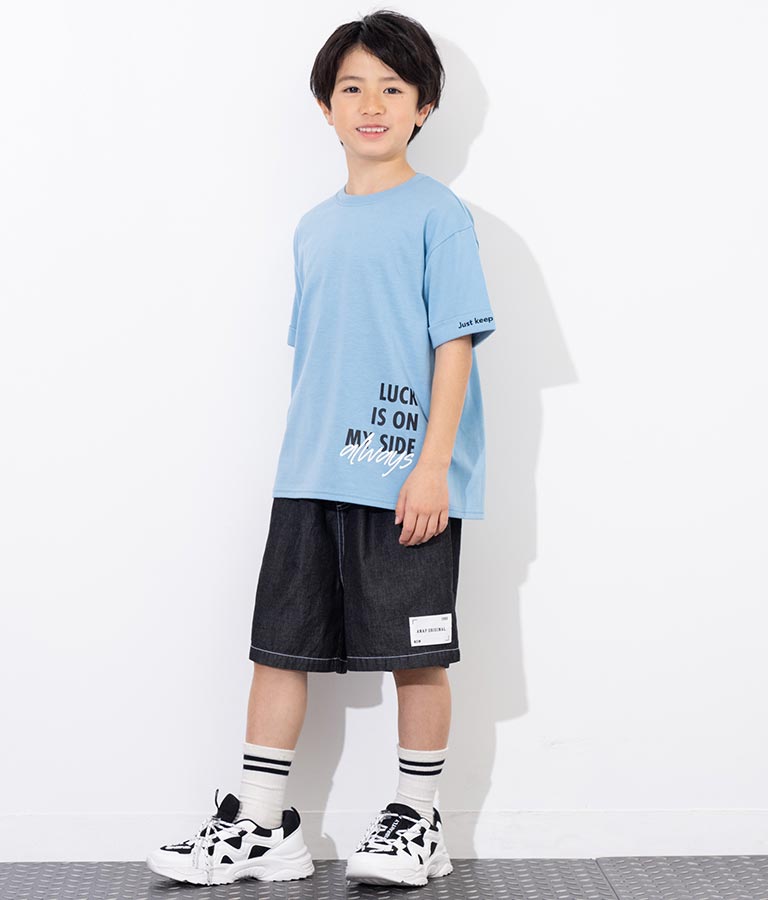 袖ロールアップ プリント ビッグ Tシャツ【親子お揃い】 423-3246