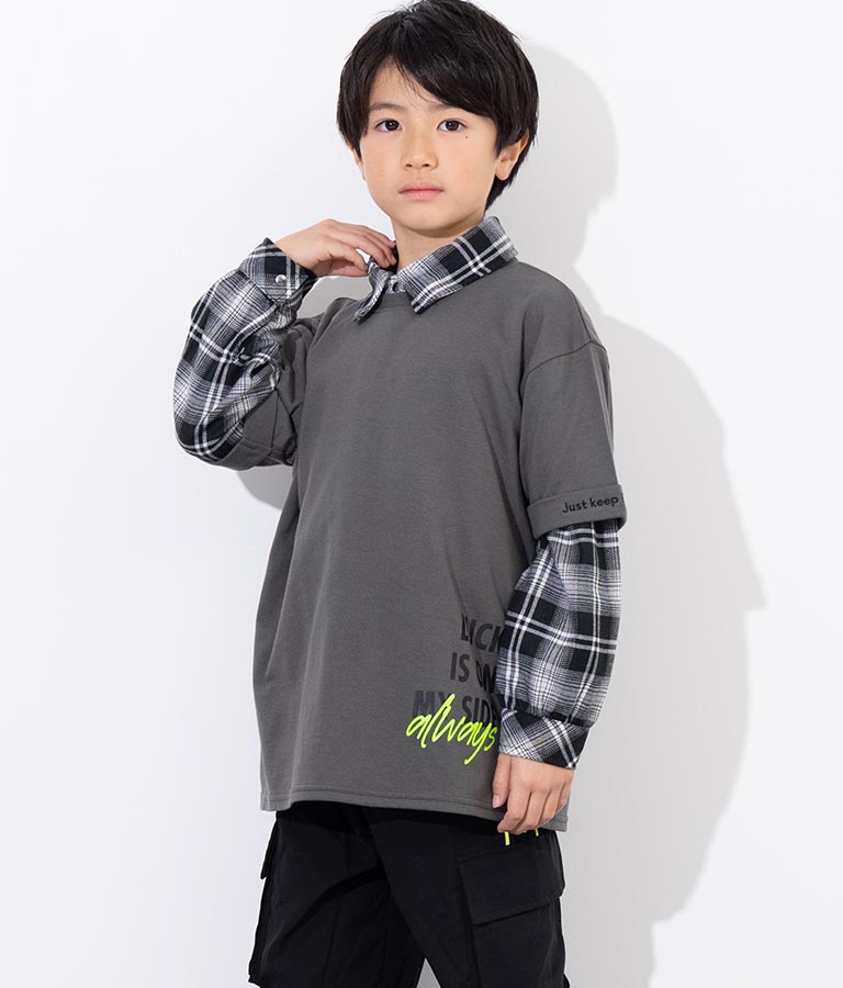 袖ロールアップ プリント ビッグ Tシャツ【親子お揃い】 423-3246