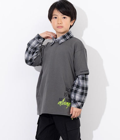 袖ロールアップ プリント ビッグ Tシャツ【親子お揃い】 423-3246
