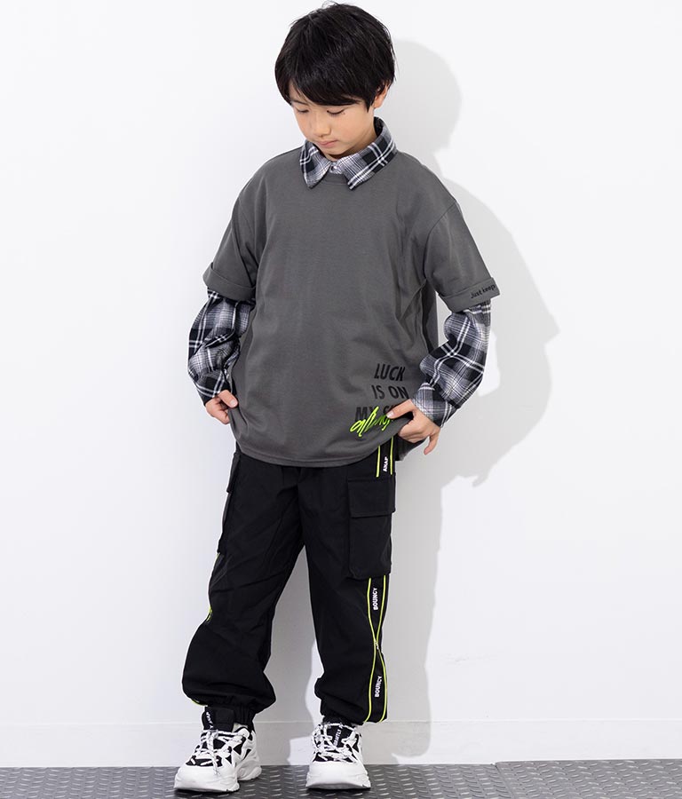 袖ロールアップ プリント ビッグ Tシャツ【親子お揃い】 423-3246