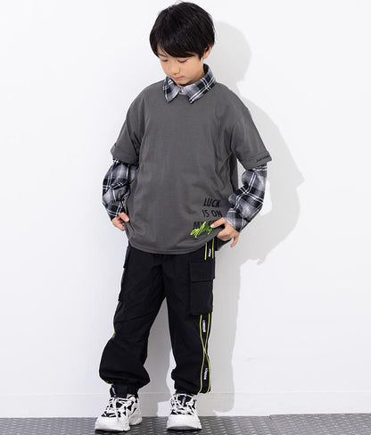 袖ロールアップ プリント ビッグ Tシャツ【親子お揃い】 423-3246