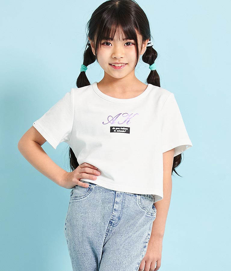 2WAY 袖 箔プリント ミニ 裏毛 トップス 423-3231