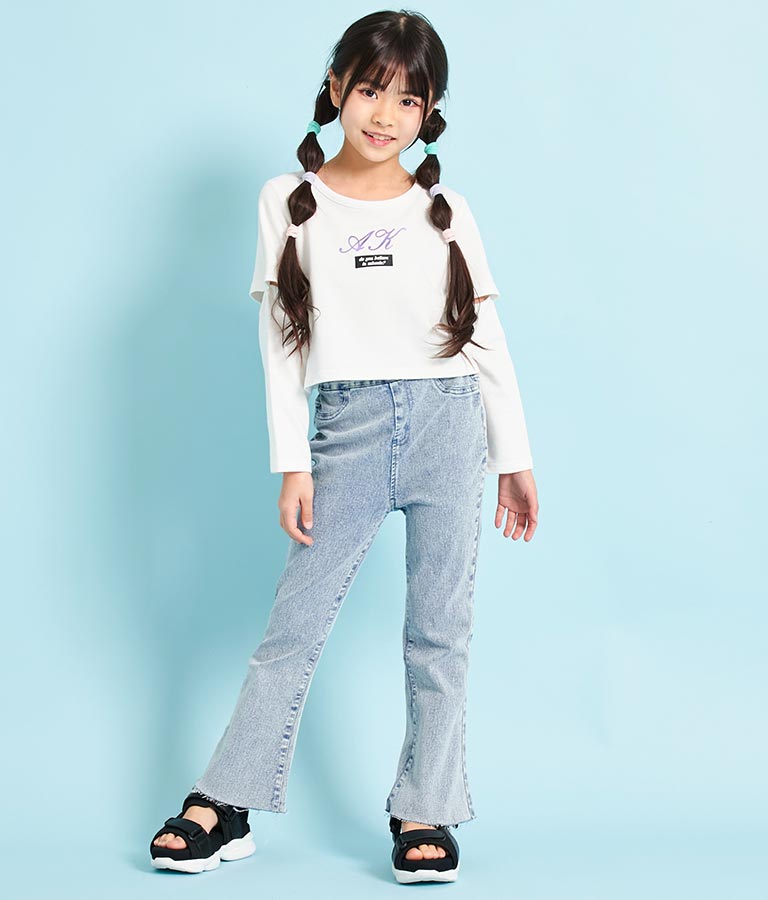 2WAY 袖 箔プリント ミニ 裏毛 トップス 423-3231