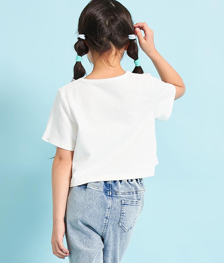 2WAY 袖 箔プリント ミニ 裏毛 トップス 423-3231