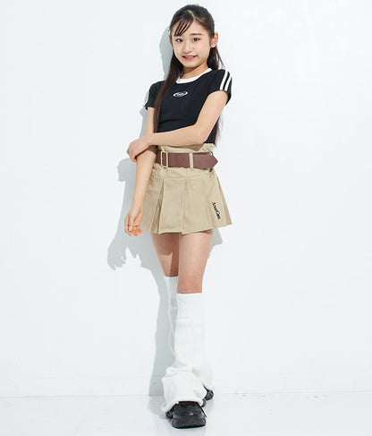 袖 ライン 入り シルバー プリント ミニ Tシャツ 913-7453