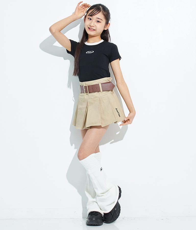 袖 ライン 入り シルバー プリント ミニ Tシャツ 913-7453