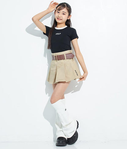 袖 ライン 入り シルバー プリント ミニ Tシャツ 913-7453