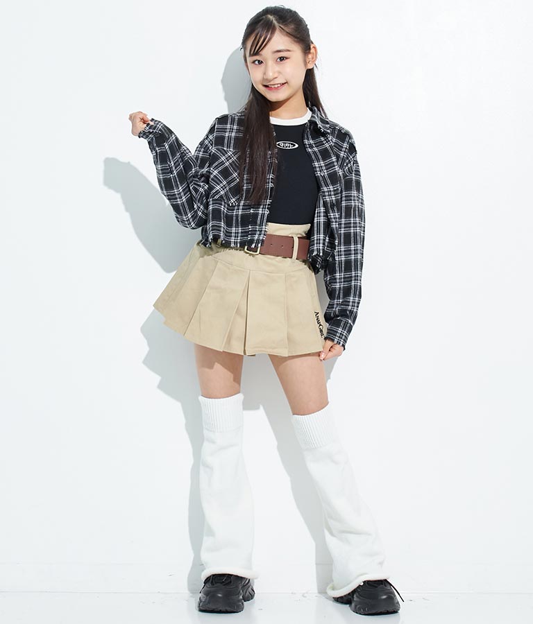 袖 ライン 入り シルバー プリント ミニ Tシャツ 913-7453