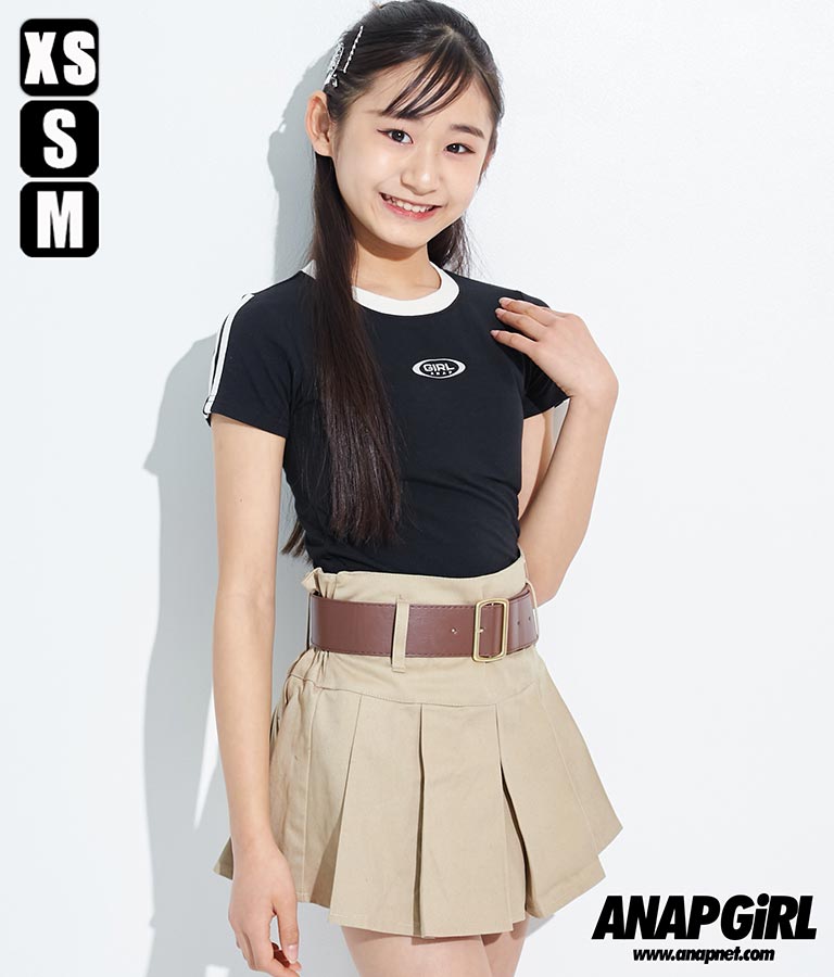 袖 ライン 入り シルバー プリント ミニ Tシャツ 913-7453