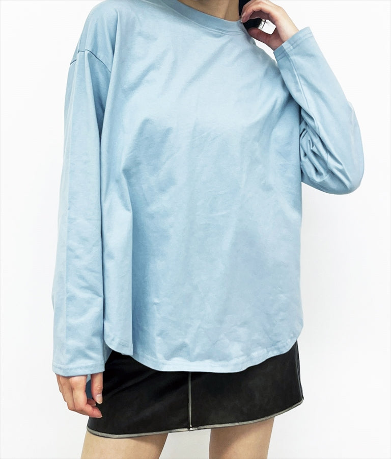タック 裾ラウンド ロング Tシャツ