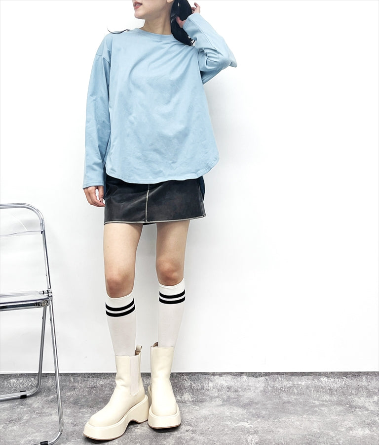 タック 裾ラウンド ロング Tシャツ 153-5579