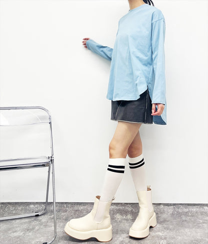 タック 裾ラウンド ロング Tシャツ 153-5579