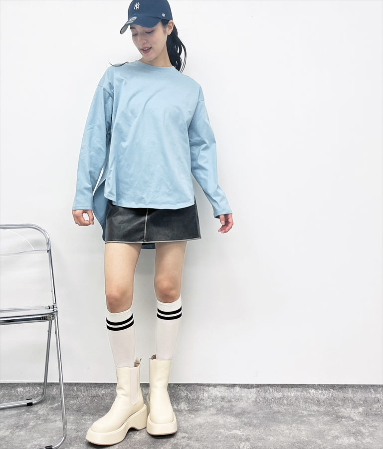 タック 裾ラウンド ロング Tシャツ 153-5579