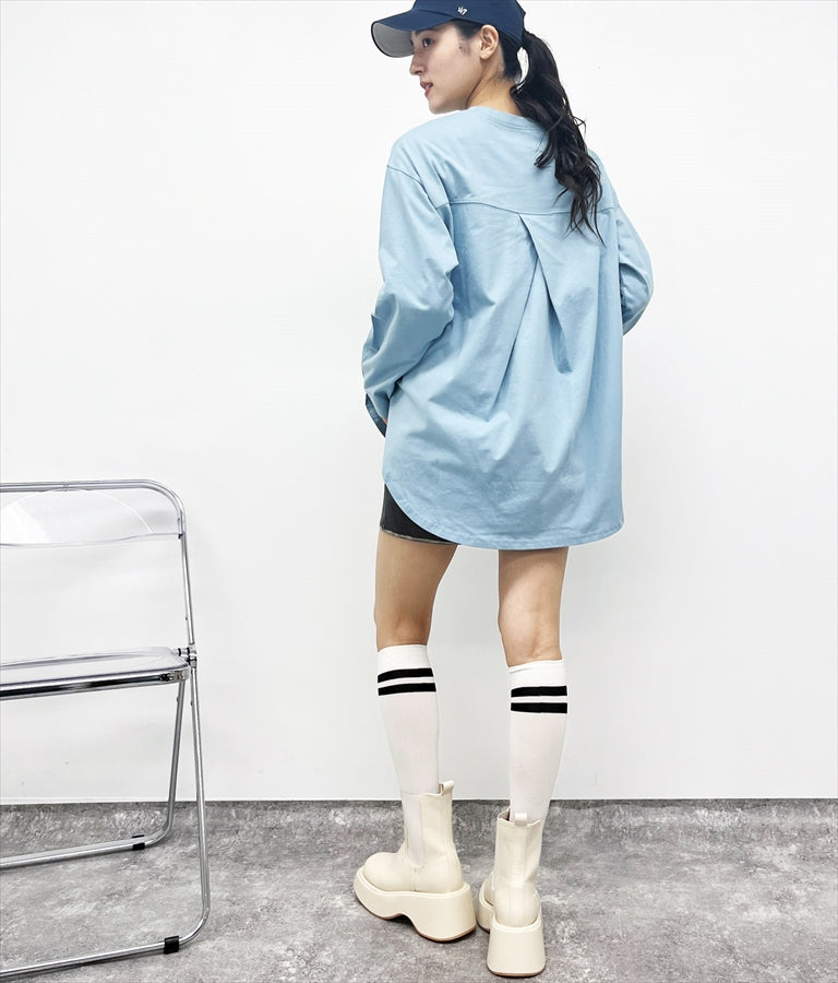 タック 裾ラウンド ロング Tシャツ 153-5579