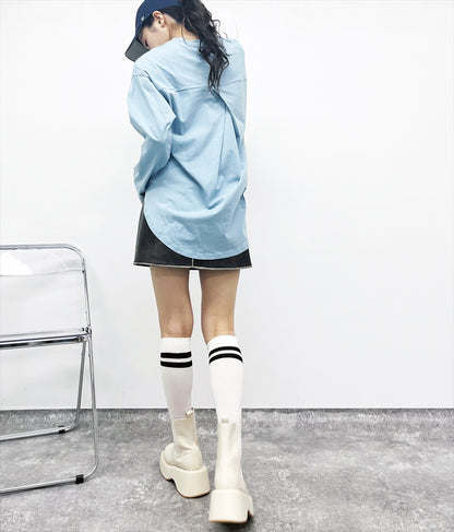 タック 裾ラウンド ロング Tシャツ 153-5579