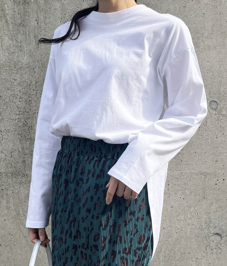 タック 裾ラウンド ロング Tシャツ 153-5579