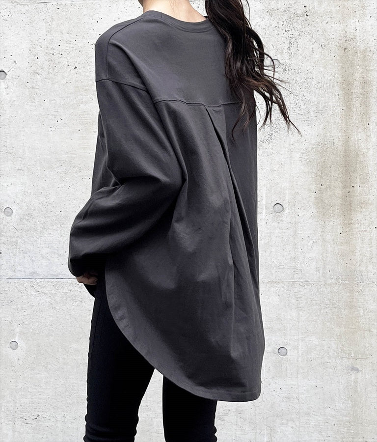 タック 裾ラウンド ロング Tシャツ 153-5579