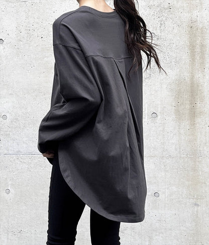 タック 裾ラウンド ロング Tシャツ 153-5579