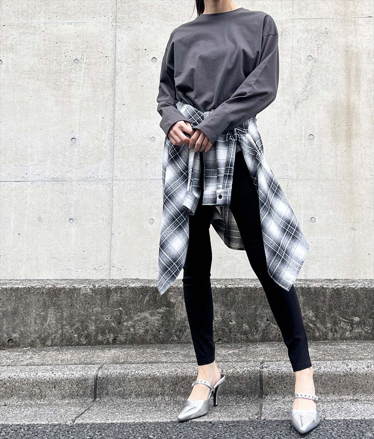 タック 裾ラウンド ロング Tシャツ 153-5579