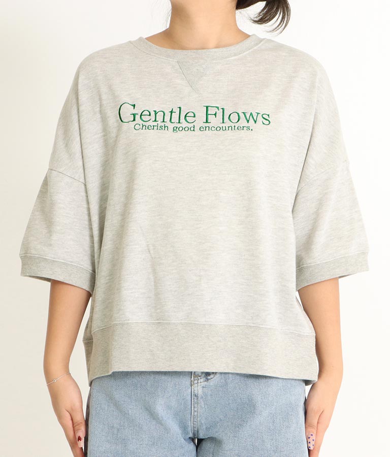 ガーゼ裏毛 5分袖 ロゴ 刺繍 スウェット プルオーバー 853-5837