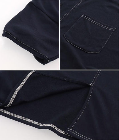 ガーゼ 裏毛 バック切替 5分袖 スウェット ワンピース 857-5839