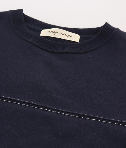 ガーゼ 裏毛 バック切替 5分袖 スウェット ワンピース 857-5839