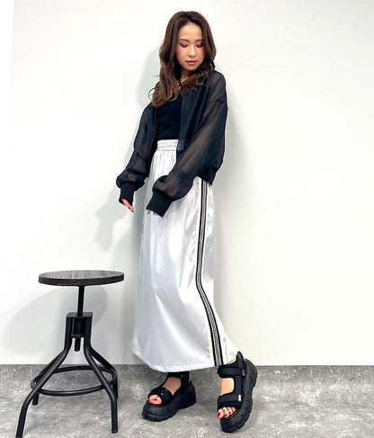 光沢 サテン ライン スカート 791-9160