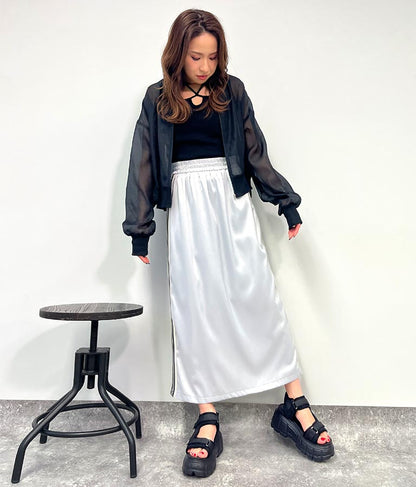 光沢 サテン ライン スカート 791-9160