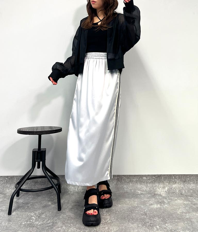 光沢 サテン ライン スカート 791-9160