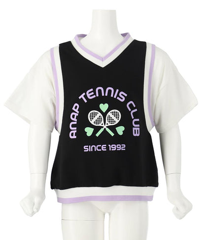 ベスト 重ね着風 TENNIS CLUB Tシャツ 423-3256