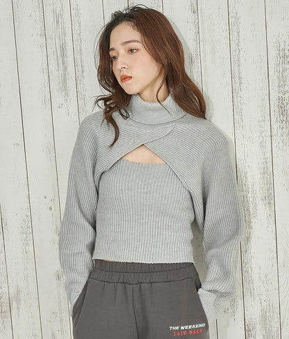 タートルネッククロップドニットアンサンブル セット 158-5515