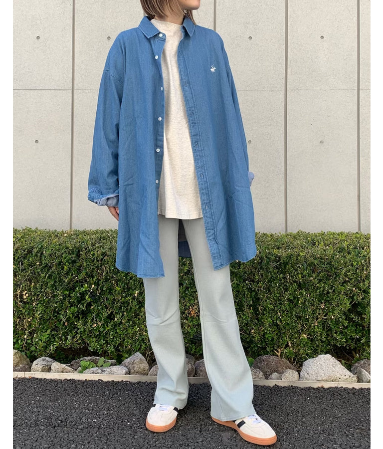 ウエスト ギャザー ワッフル フレア パンツ【セットアップ着用可】 852-5573