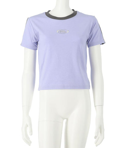 袖 ライン 入り シルバー プリント ミニ Tシャツ 913-7453