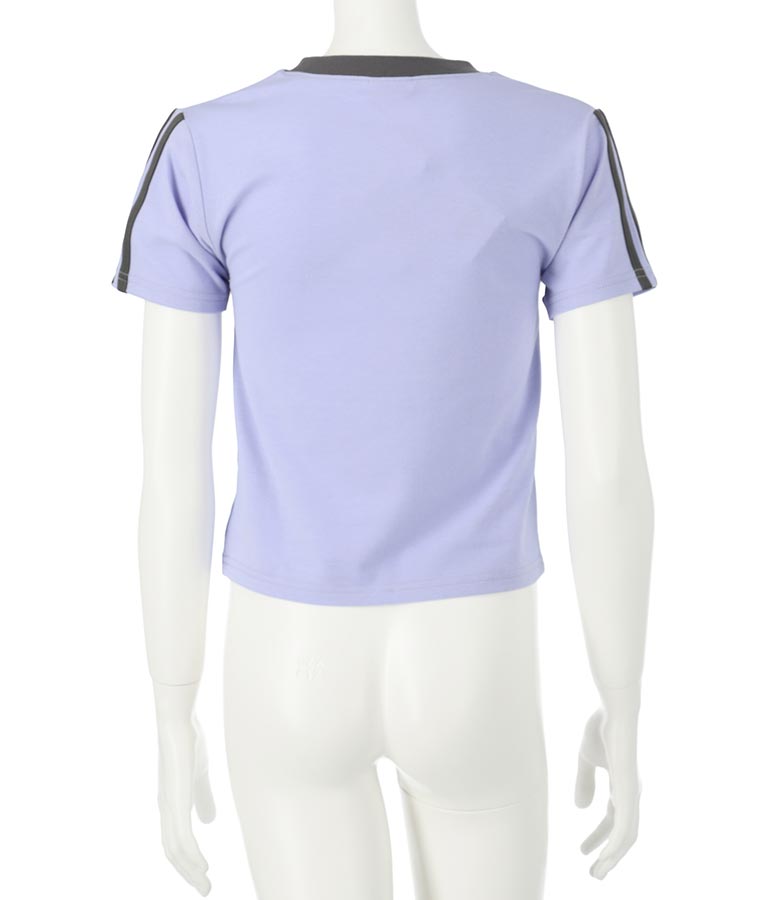 袖 ライン 入り シルバー プリント ミニ Tシャツ 913-7453