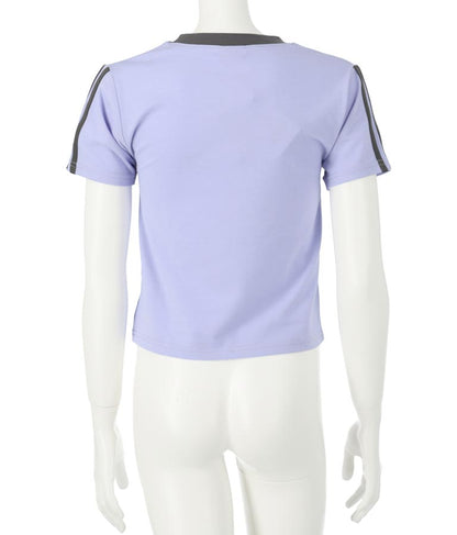 袖 ライン 入り シルバー プリント ミニ Tシャツ 913-7453